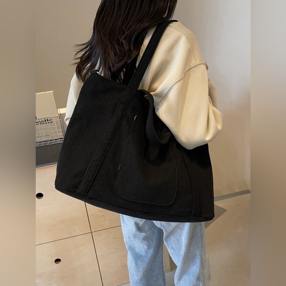 Corduroy Solid Large Tote Bag - Picture 9 of 15